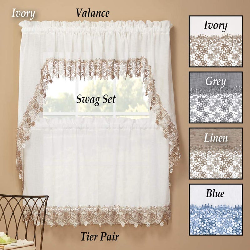 Collections Etc Miles Kimball Lillian Macrame Swag Pair, Gray, One Size Fits All - Image 3